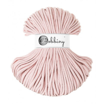 Bobbiny braided cotton cord, 5mm and 100m, in pastel pink