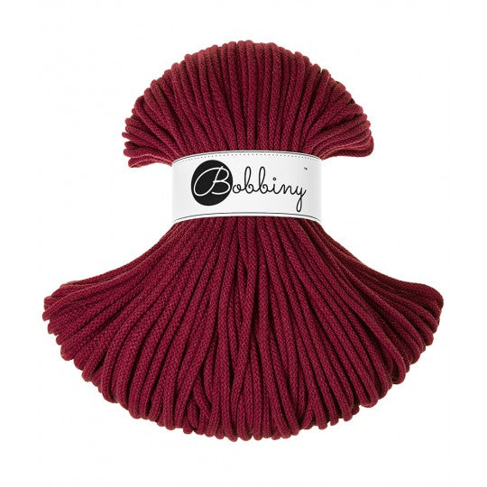 Bobbiny geflochtene Baumwollkordel, 5mm und 100m, in Wine Red