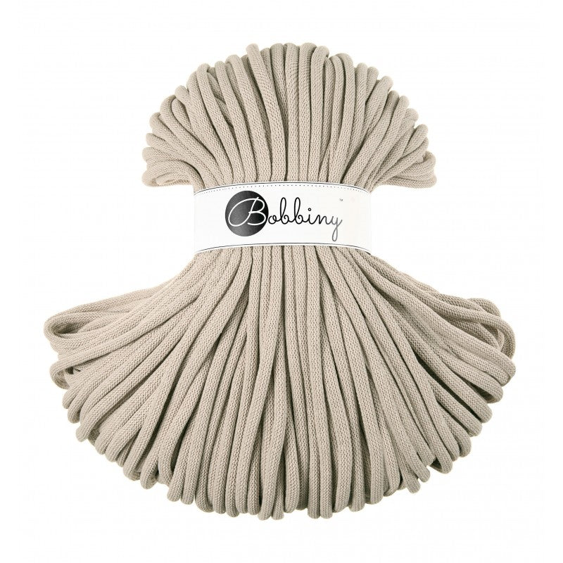 Bobbiny Jumbo geflochtene Baumwollkordel, 9mm und 100m, in Beige