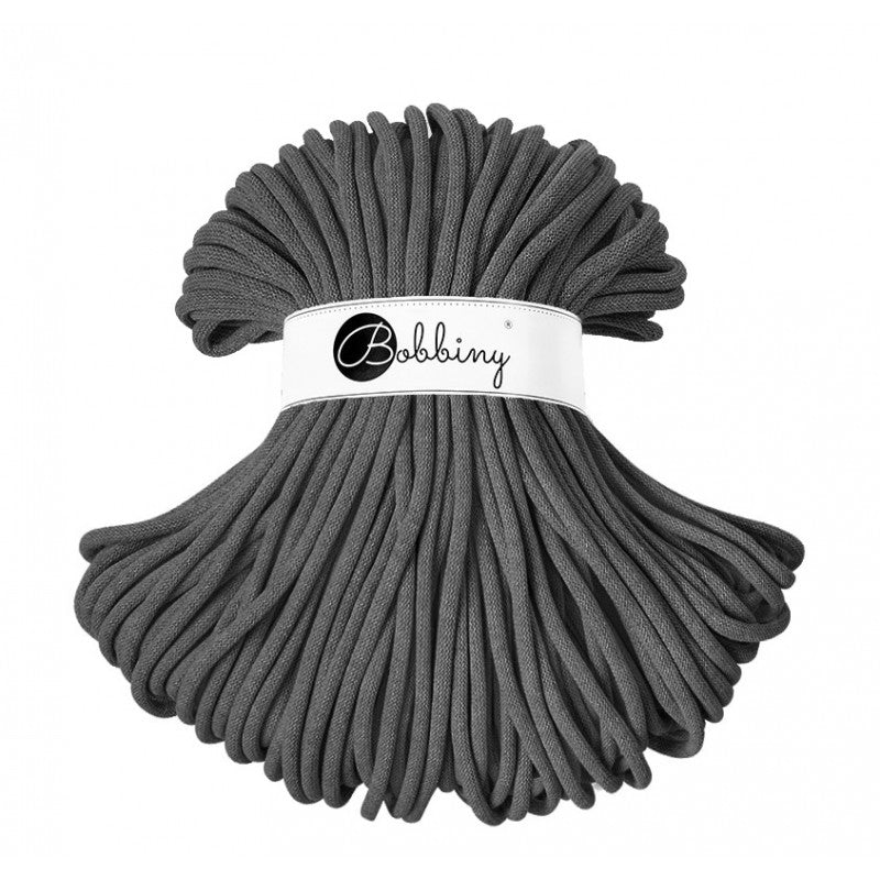Bobbiny Jumbo geflochtene Baumwollkordel, 9mm und 100m, in Charcoal