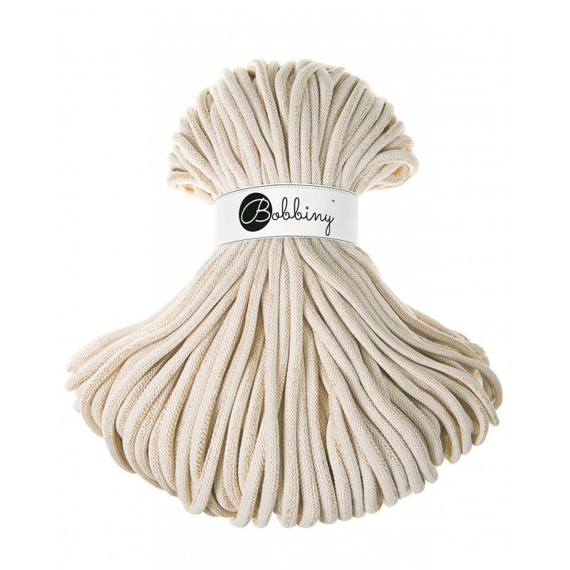 Bobbiny Jumbo geflochtene Baumwollkordel, 9mm und 100m, in Golden Natural