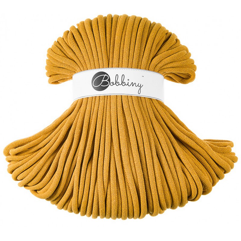 Bobbiny Jumbo geflochtene Baumwollkordel, 9mm und 100m, in Mustard