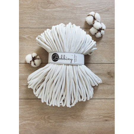 Bobbiny Jumbo geflochtene Baumwollkordel, 9mm und 100m, in Off White
