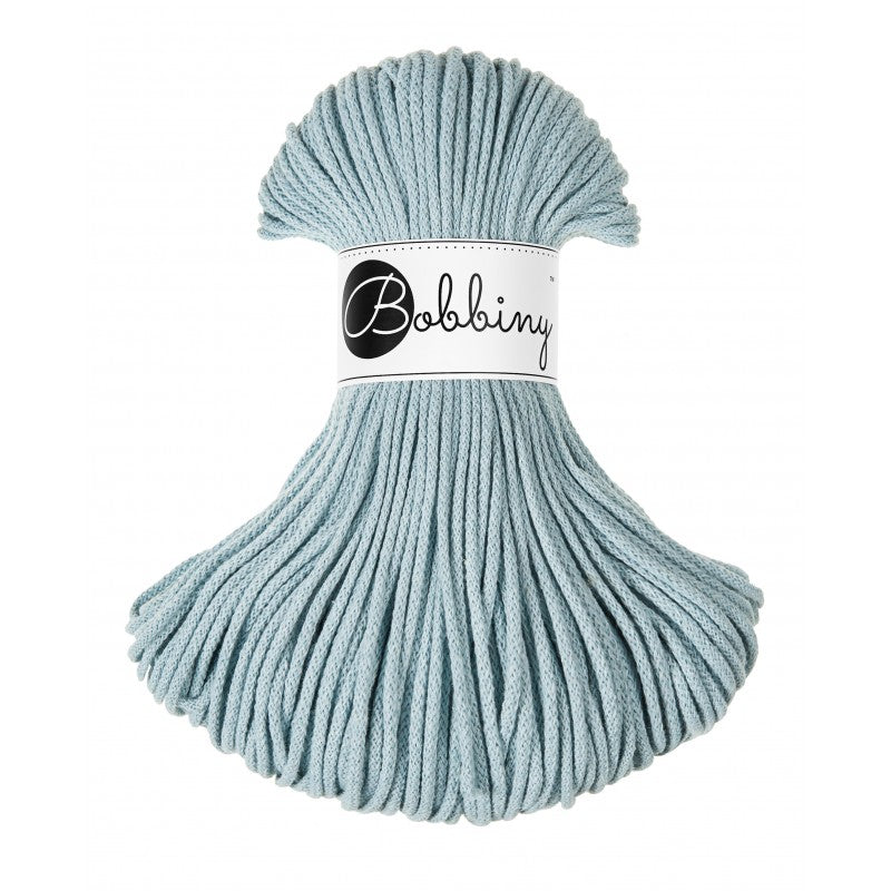 Bobbiny junior braided cotton cord, 3mm and 100m, in misty grey