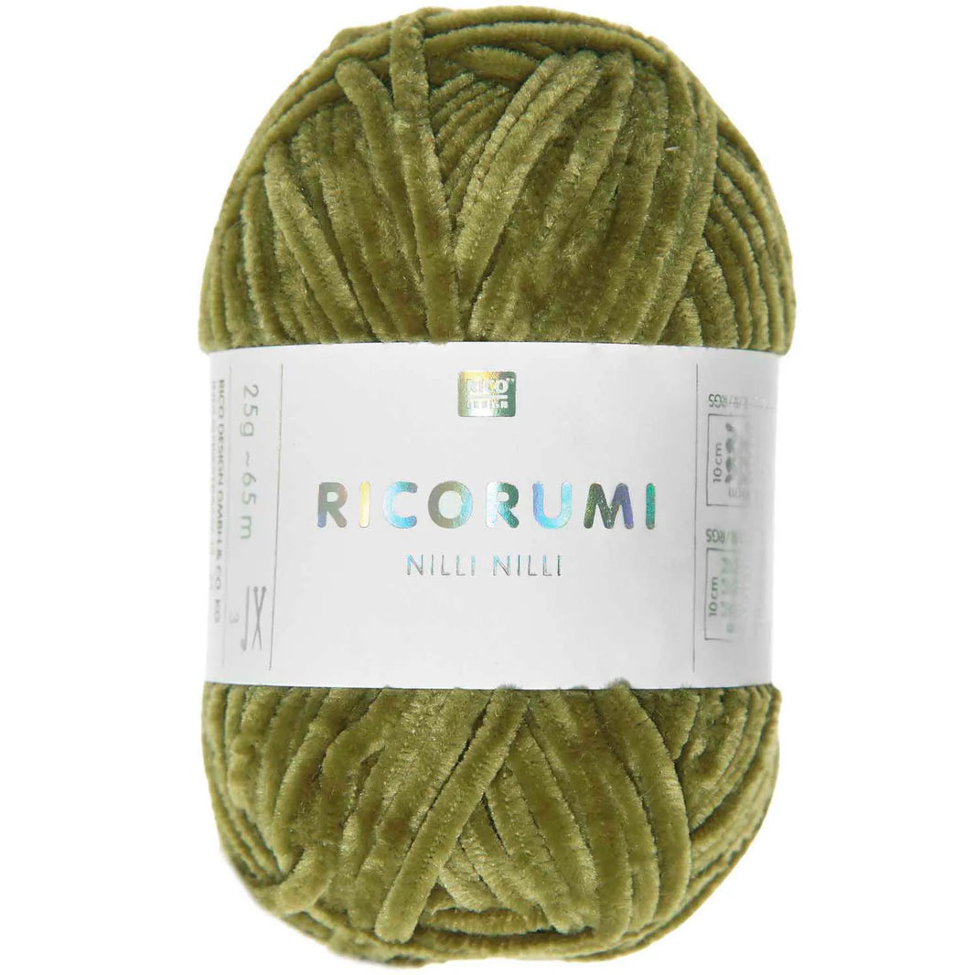 Ricorumi chenille yarn in olive, 25g ball by Rico Design