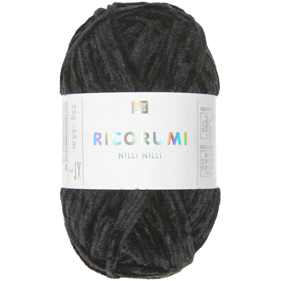 Ricorumi chenille yarn in black, 25g ball by Rico Design