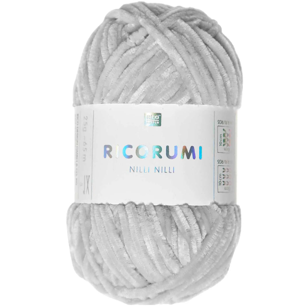 Ricorumi chenille yarn in silver grey, 25g ball by Rico Design