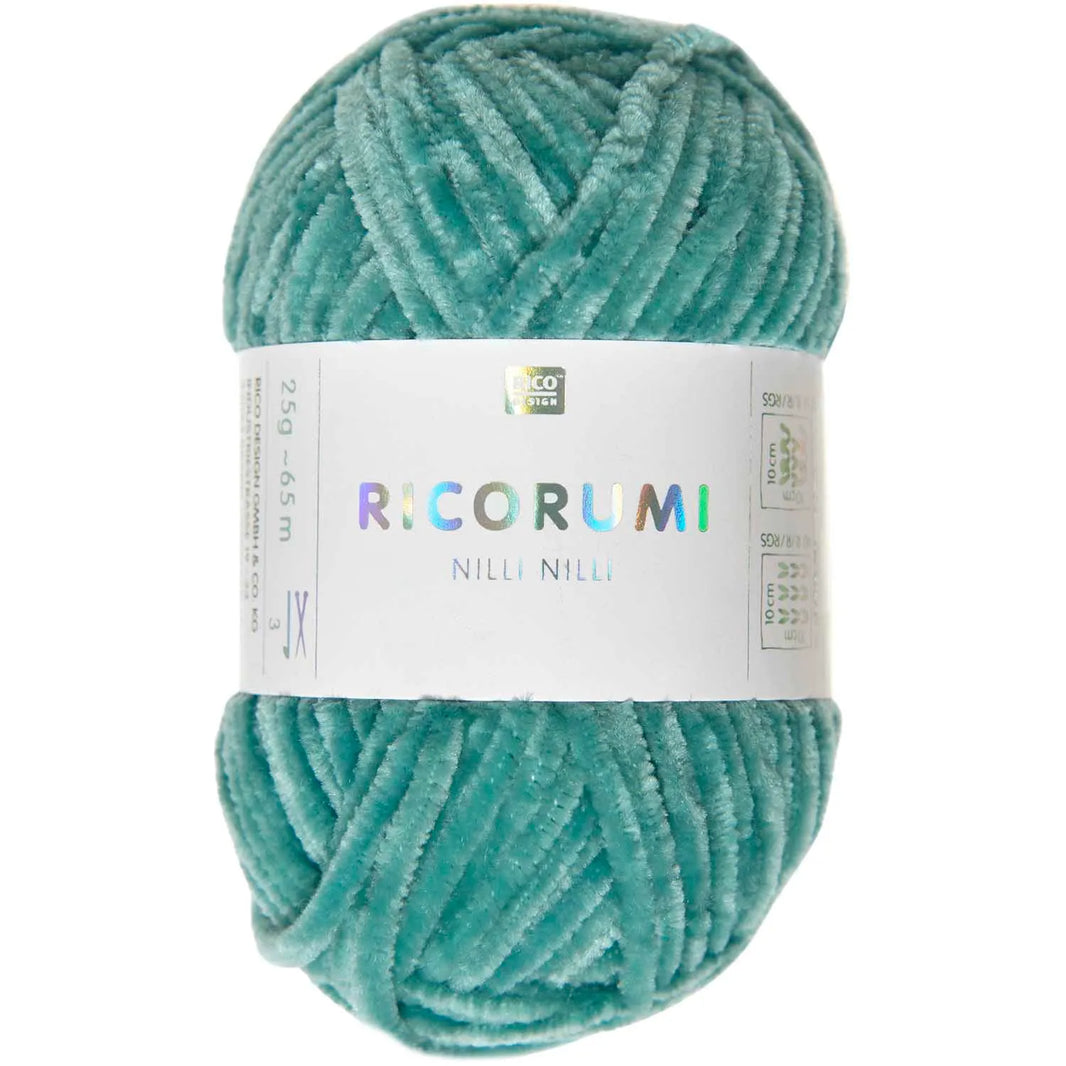 Ricorumi chenille yarn in turquoise, 25g ball by Rico Design