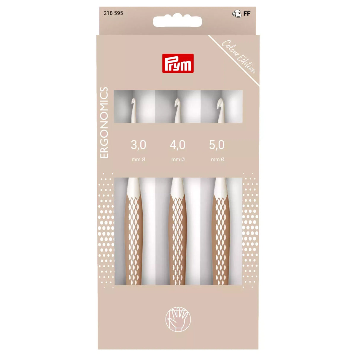 Prym ergonomic crochet hook set, 3mm to 5mm