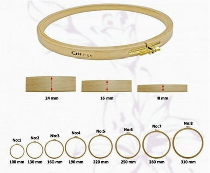 Nurge screwed beech wood embroidery hoops, group view