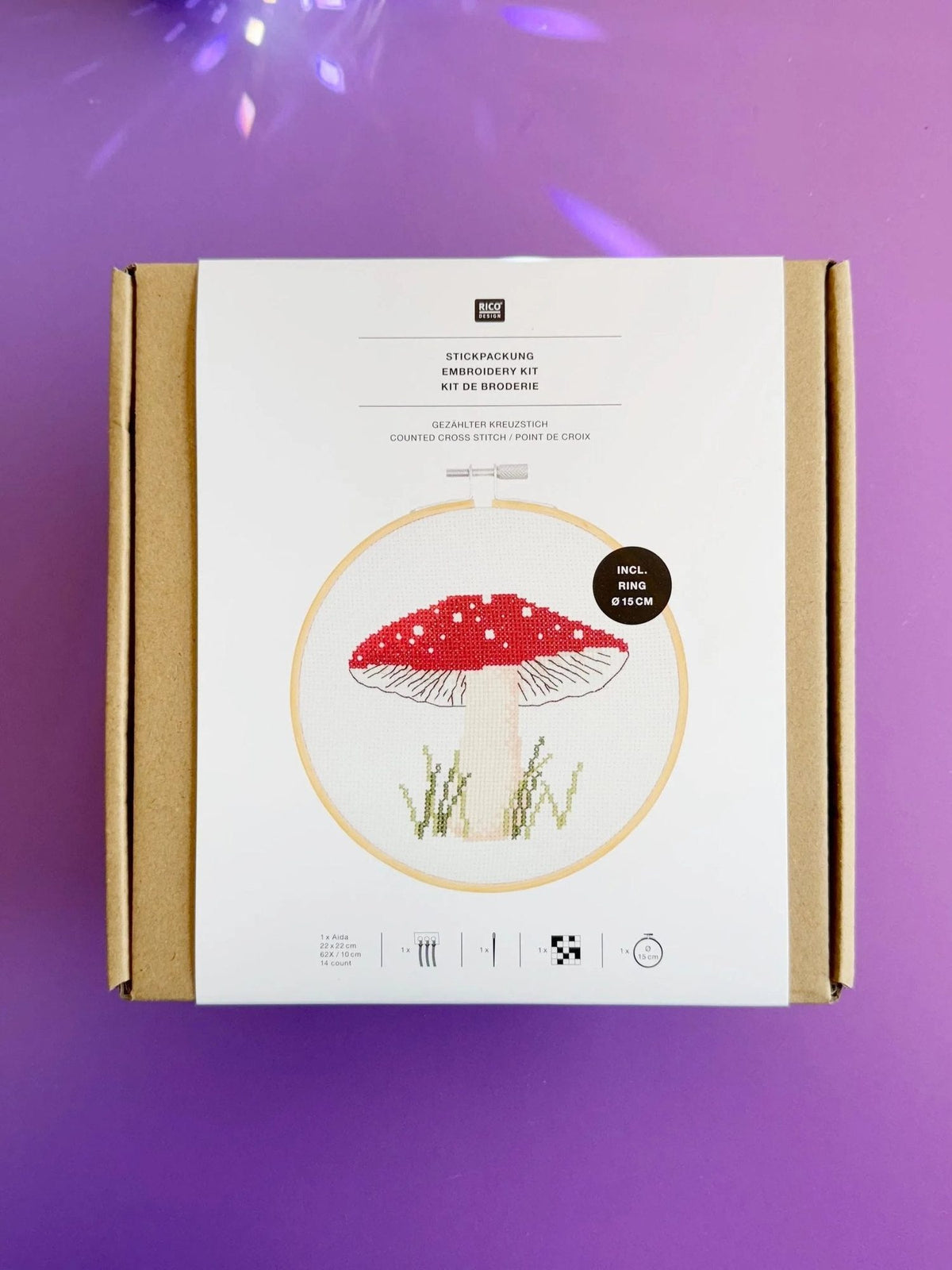 Kreuzstich-Stickset 'Mushroom', 15cm von Rico Design