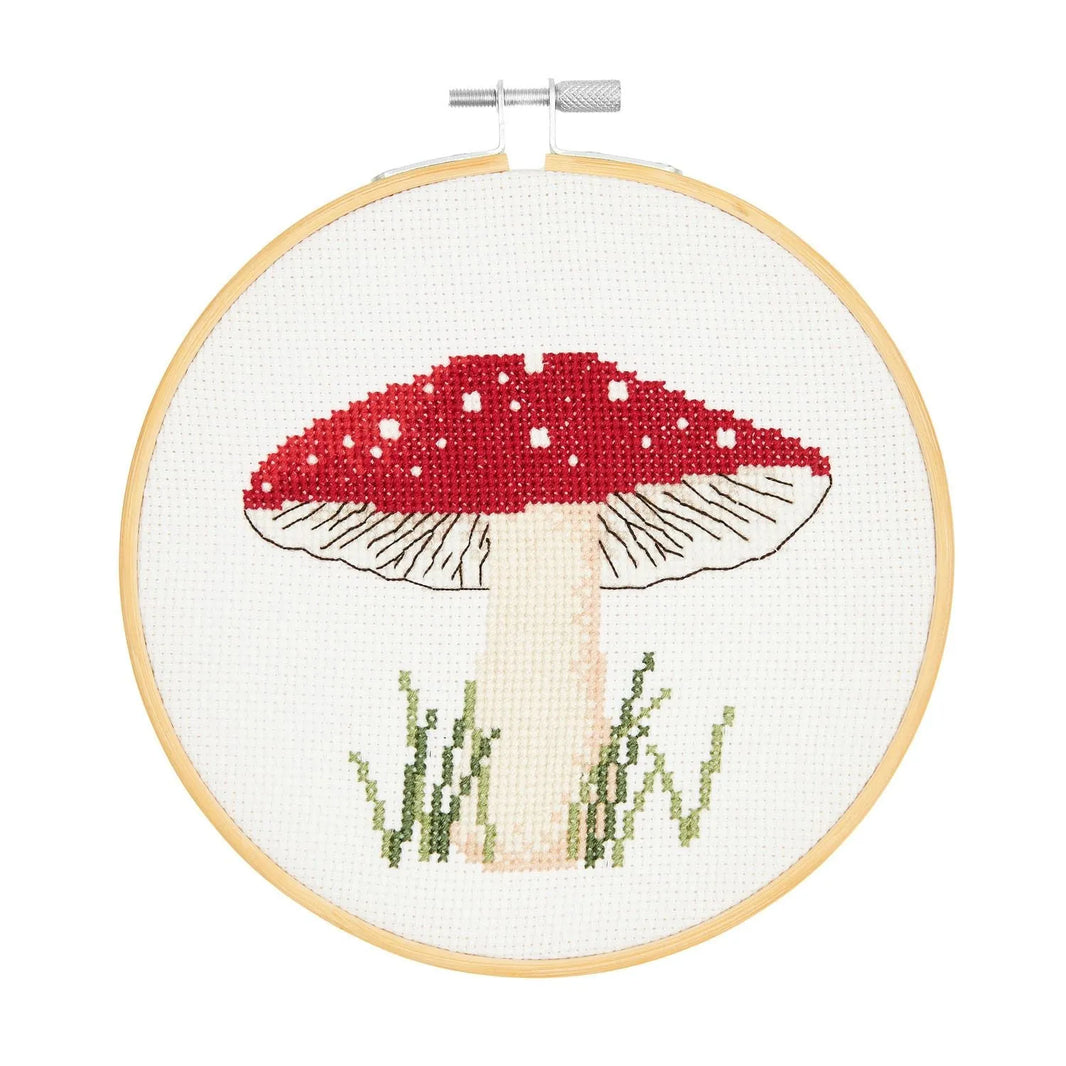 Cross-stitch embroidery kit 'Mushroom', 15cm by Rico Design
