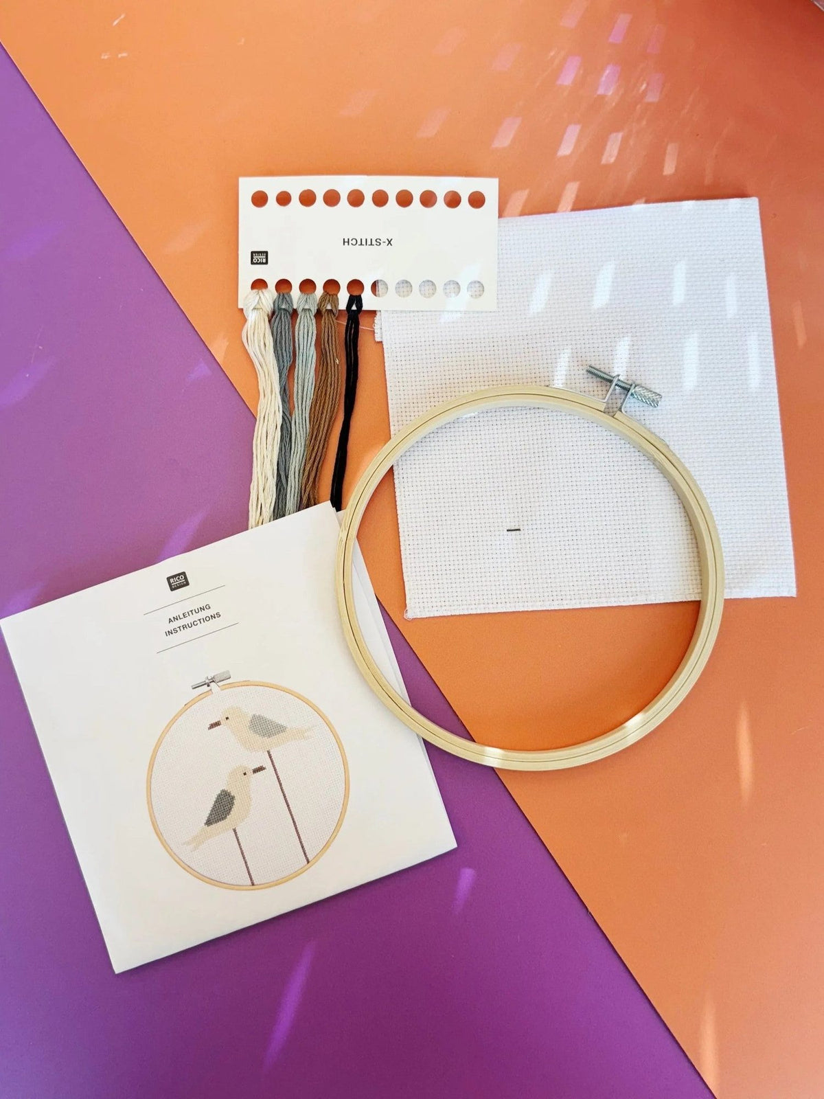 Cross-stitch embroidery kit 'Seagul', 15cm by Rico Design