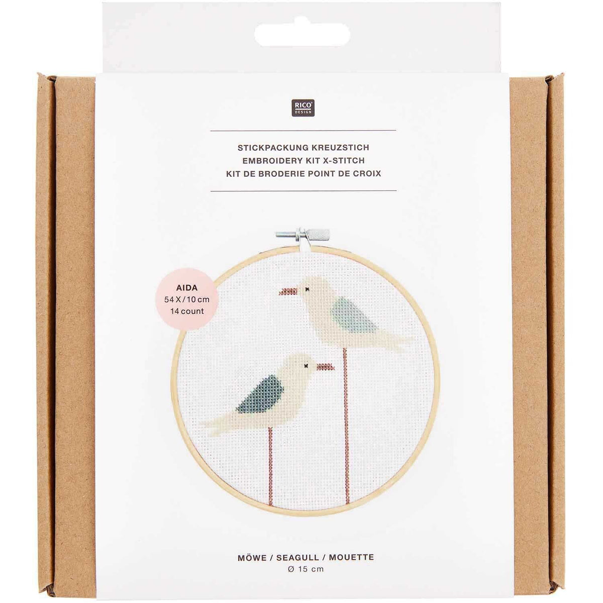 Cross-stitch embroidery kit 'Seagul', 15cm by Rico Design