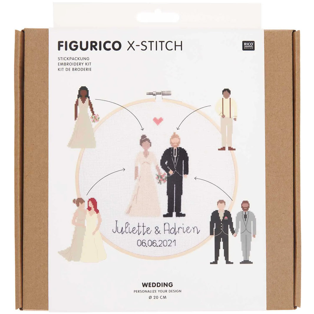 Cross-stitch embroidery kit 'Wedding' by Rico Design