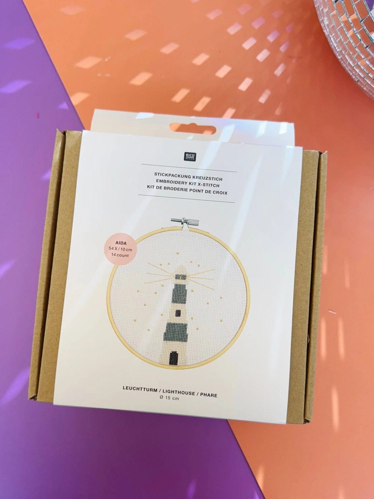 Kreuzstich-Stickset 'lighthouse', 15cm von Rico Design