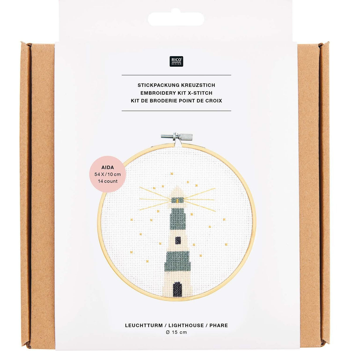 Kreuzstich-Stickset 'lighthouse', 15cm von Rico Design