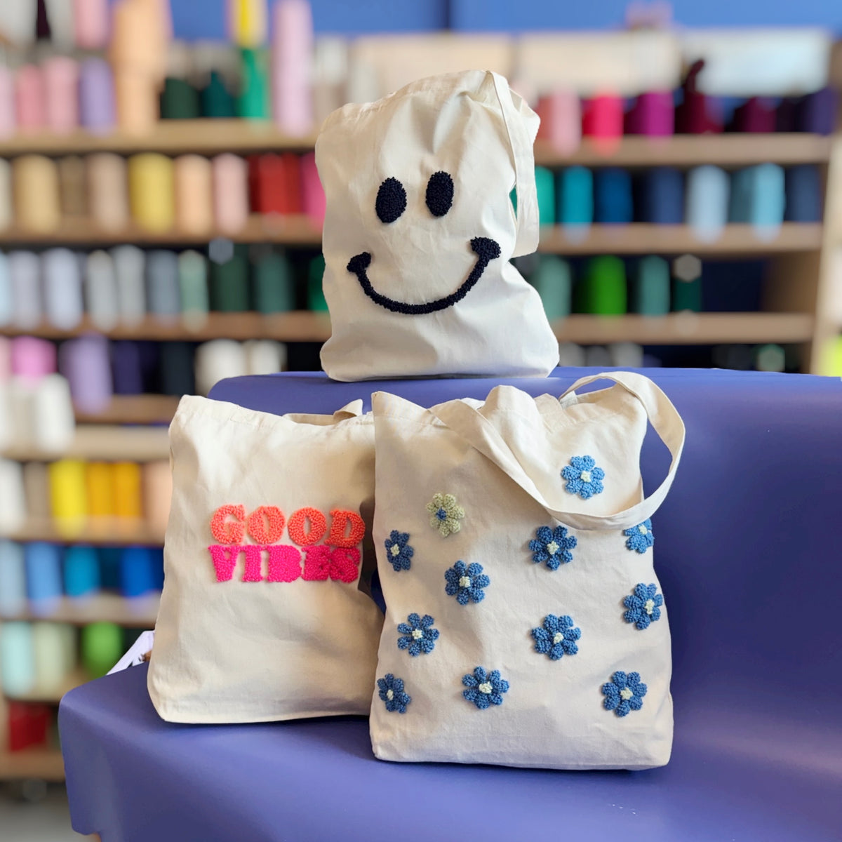 Tote Bag aus dem Punch-Needle-Workshop