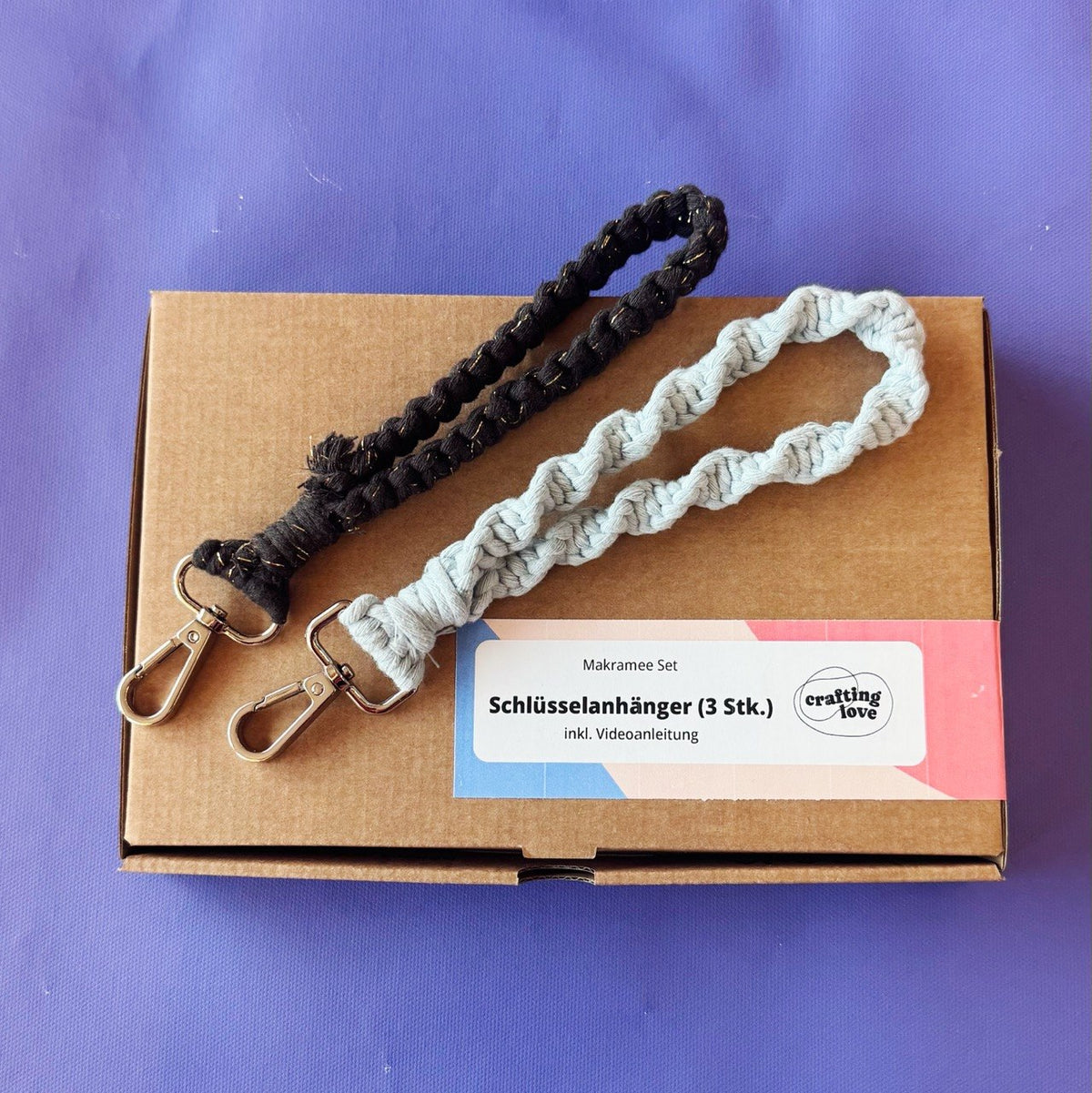 Finished macrame keychain loops from the 3-set