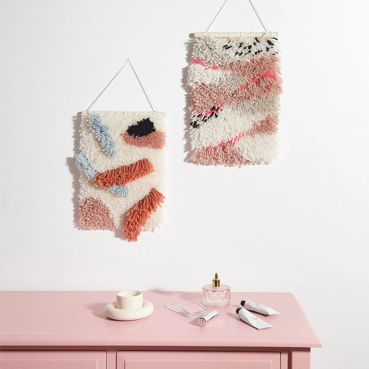 Latch hook rug kit with neon landscape design by Rico Design