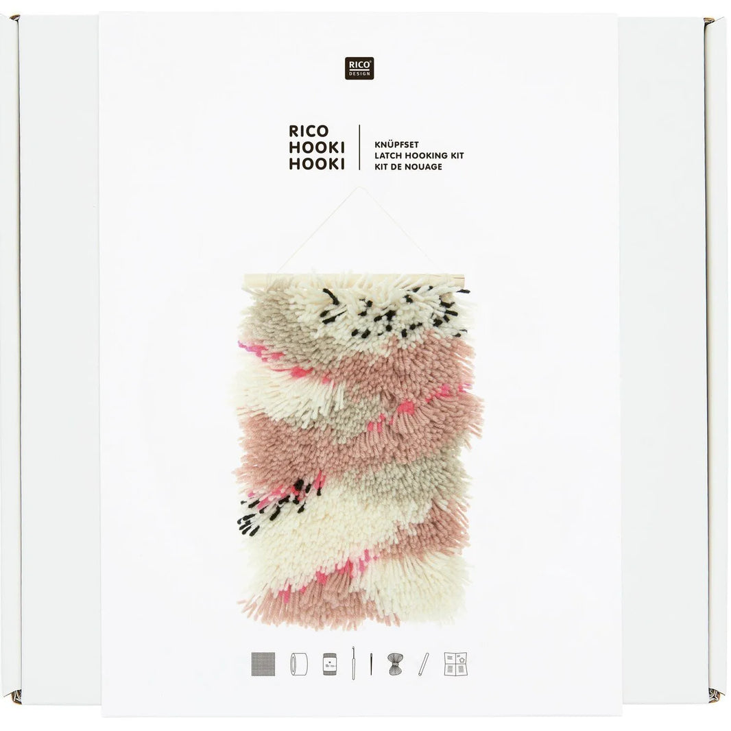 Latch hook rug kit with neon landscape design by Rico Design