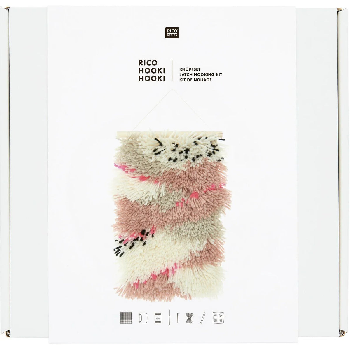 Latch hook rug kit with neon landscape design by Rico Design