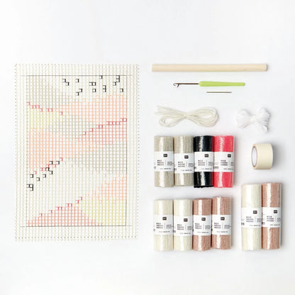 Latch hook rug kit with neon landscape design by Rico Design