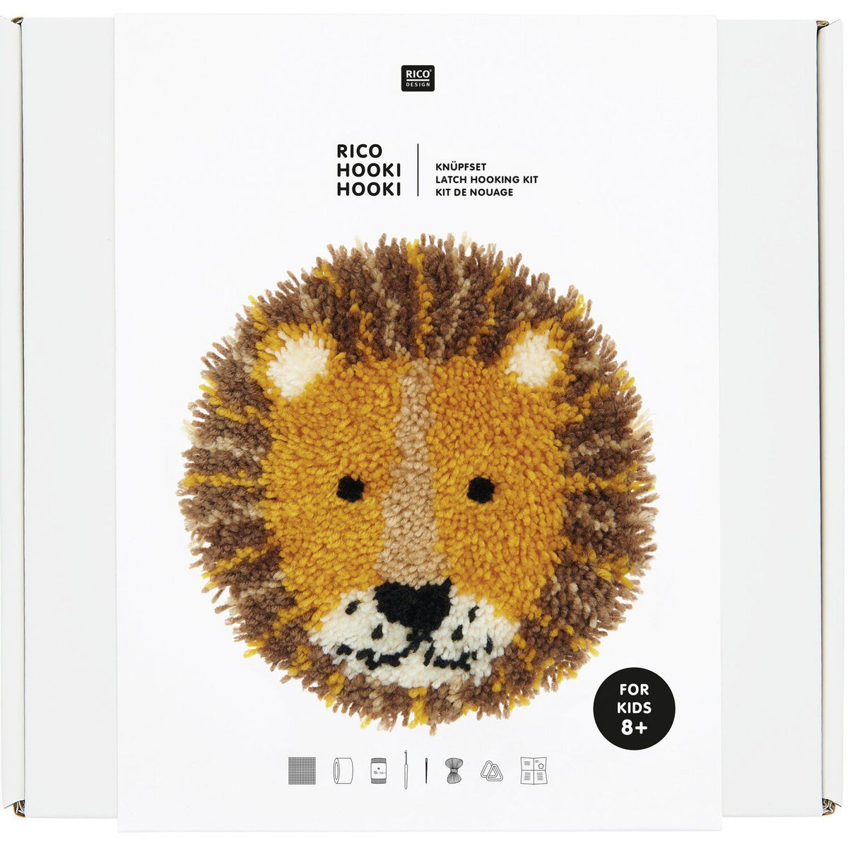 Lion latch hook wall hanging, close-up of the pile