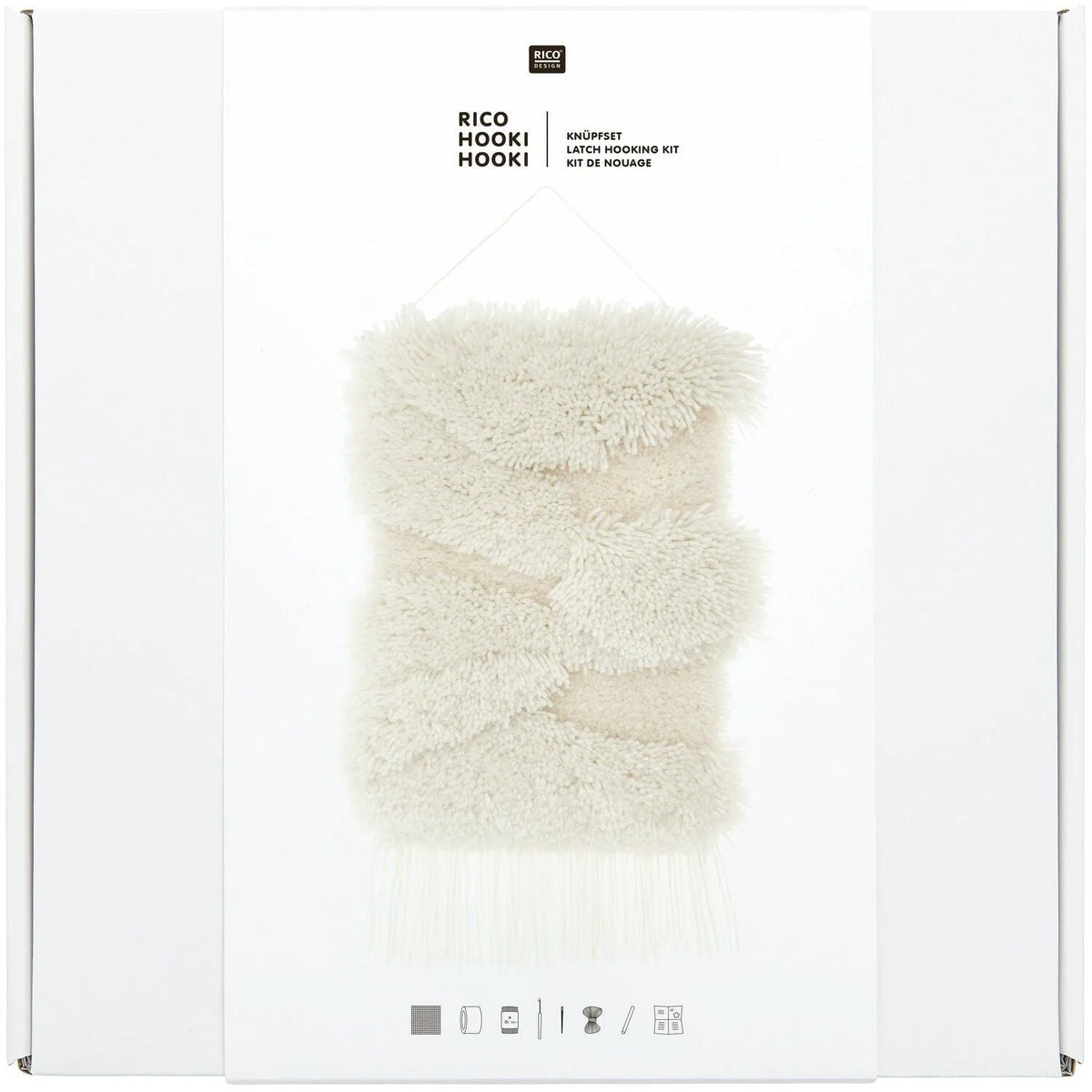 Latch hook rug kit with white landscape design by Rico Design