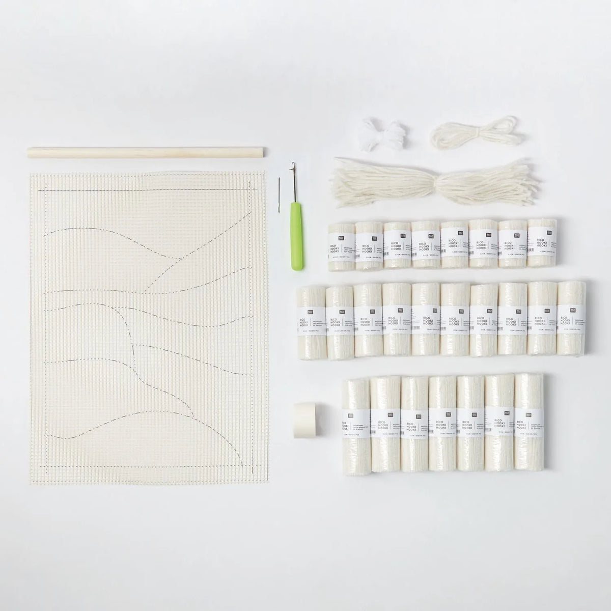 Latch hook rug kit with white landscape design by Rico Design