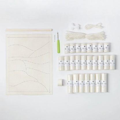 Latch hook rug kit with white landscape design by Rico Design