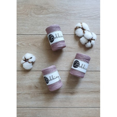 Bobbiny Makramee-Baumwollkordel, 1,5mm und 100m, in Mauve