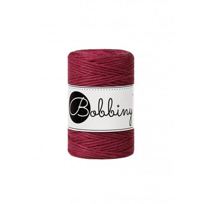 Bobbiny Makramee-Baumwollkordel, 1,5mm und 100m, in Wine Red
