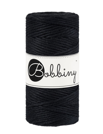Bobbiny Makramee-Baumwollkordel, 3mm und 100m, in Schwarz