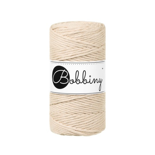 Bobbiny Makramee-Baumwollkordel, 3mm und 100m, in Warm Beige