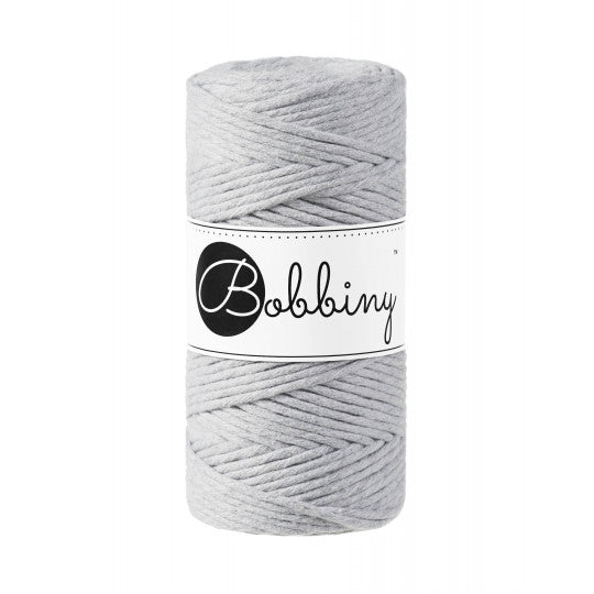 Bobbiny Makramee-Baumwollkordel, 3mm und 100m, in Light Grey