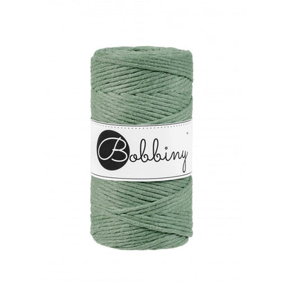Bobbiny Makramee-Baumwollkordel, 3mm und 100m, in Eucalyptus Green