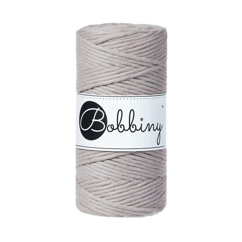 Bobbiny Makramee-Baumwollkordel, 3mm und 100m, in Pearl