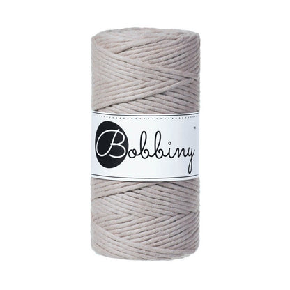 Bobbiny Makramee-Baumwollkordel, 3mm und 100m, in Pearl