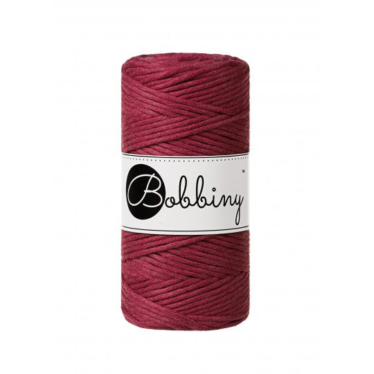Bobbiny Makramee-Baumwollkordel, 3mm und 100m, in Wine Red
