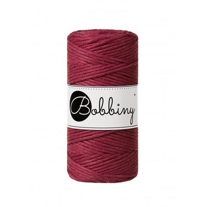 Bobbiny Makramee-Baumwollkordel, 3mm und 100m, in Wine Red