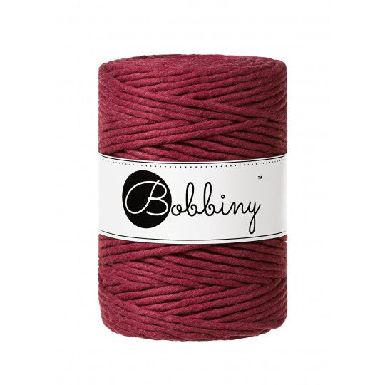 Bobbiny Makramee-Baumwollkordel, 5mm und 100m, in Wine Red
