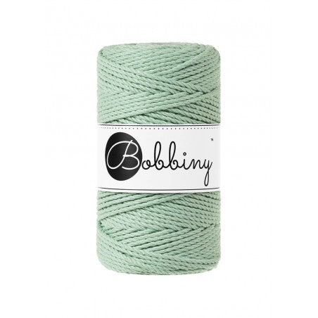 Bobbiny 3-ply macramé rope, 3mm and 100m, in aloe green