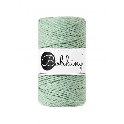 Bobbiny 3-ply macramé rope, 3mm and 100m, in aloe green