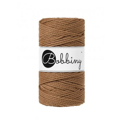Bobbiny 3-ply macramé rope, 3mm and 100m, in caramel