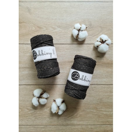Bobbiny 3-ply macramé rope, 3mm and 100m, in golden espresso