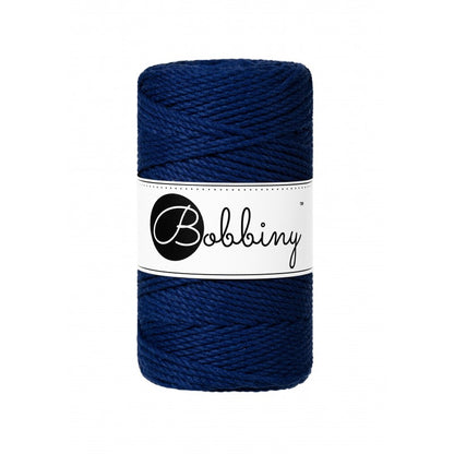 Bobbiny 3-ply macramé rope, 3mm and 100m, in ink blue