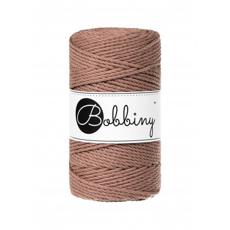 Bobbiny 3-ply macramé rope, 3mm and 100m, in mocha mousse