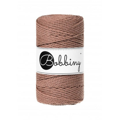 Bobbiny 3-ply macramé rope, 3mm and 100m, in mocha mousse