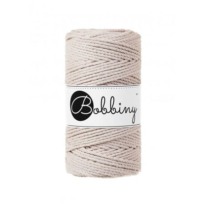 Bobbiny 3-ply macramé rope, 3mm and 100m, in nude